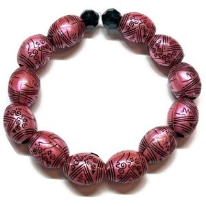 As Low As $2 Etched Pink Lustre Big Hole Acrylic Barrel Beads 17mm X 15mm (14)